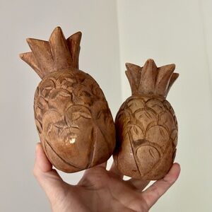 Vintage Wood Pineapples Pair